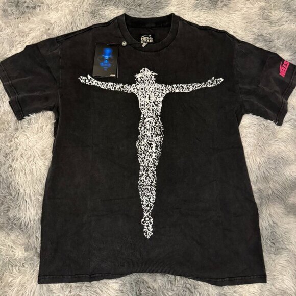 Hellstar QR Christ Black T-Shirt Men’s Size Large - Picture 1 of 3